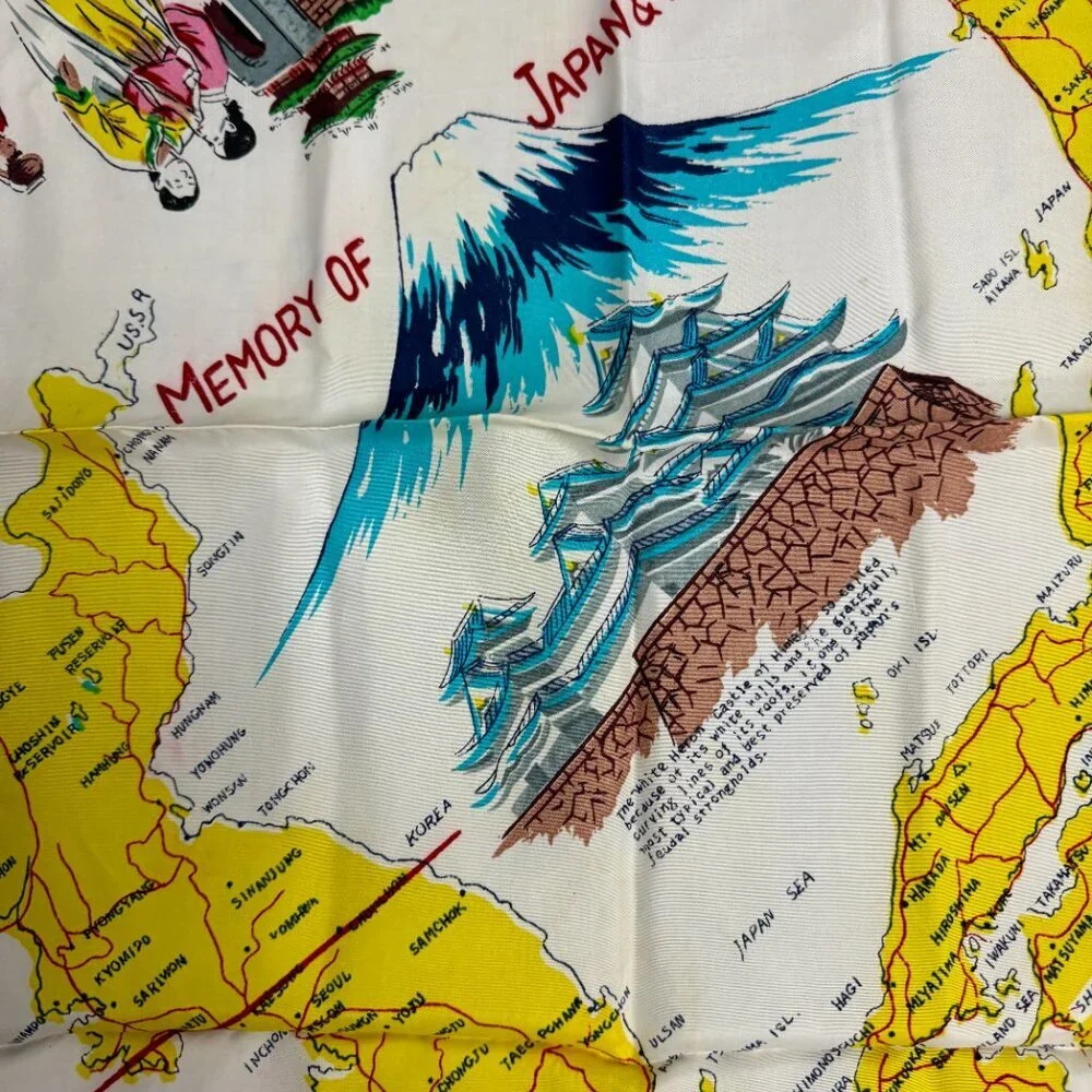 Vintage Memory Japan & Korea Landmarks Map Tapestry 28.5